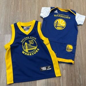 NBA Golden State Warriors Kids Blue and Yellow Jerseys